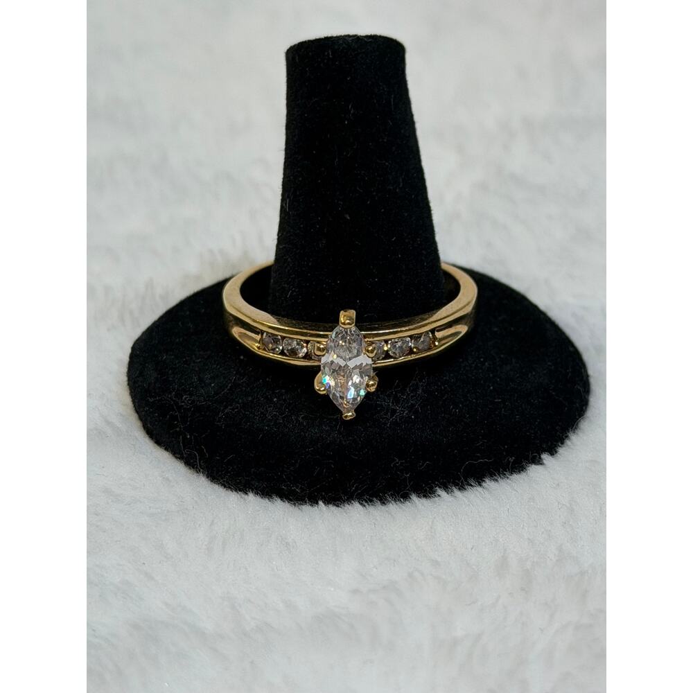 Vintage Gold‑Plated Marquis Cut CZ Ring | Seta